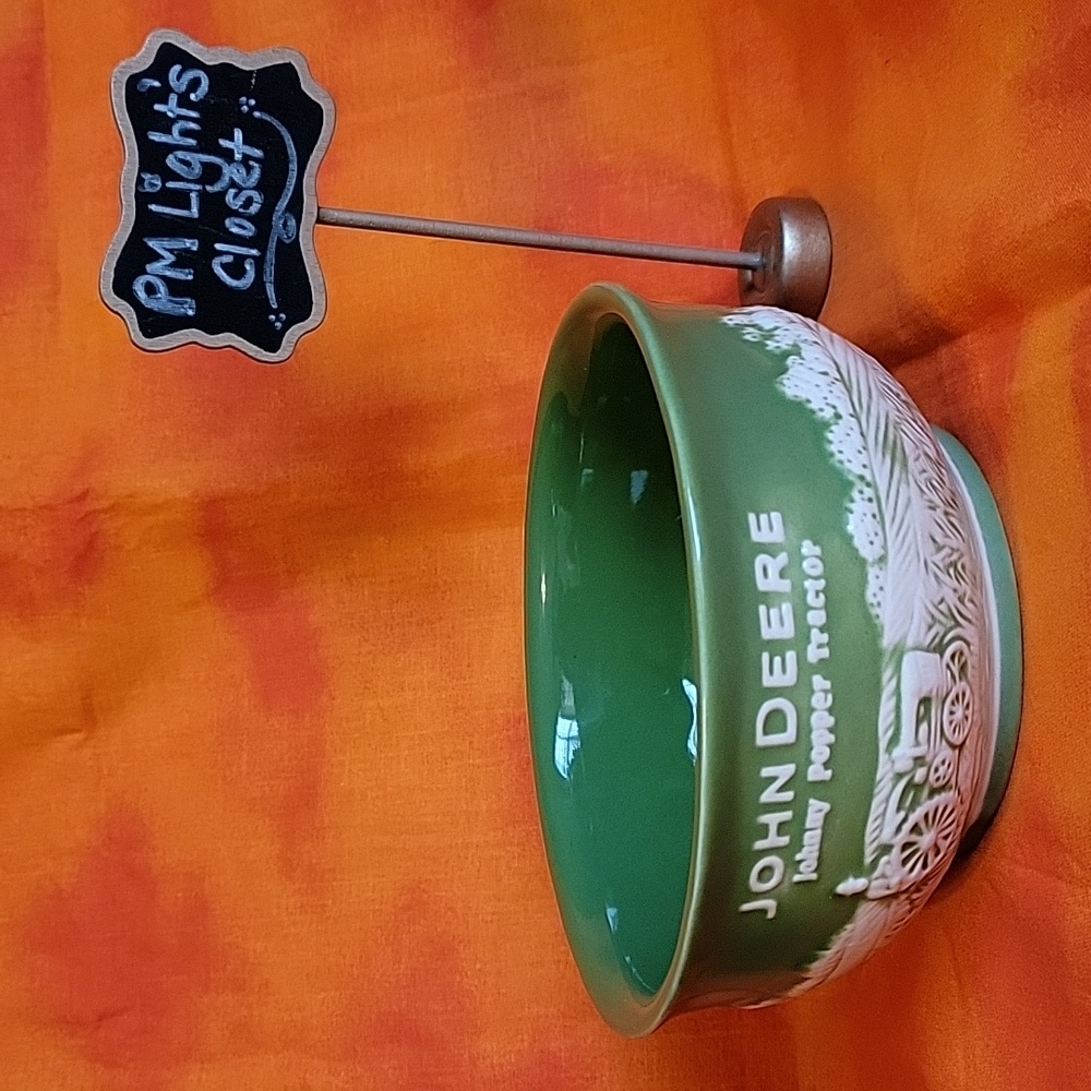 John Deere Bowl 6" Green White Stoneware Cereal Soup